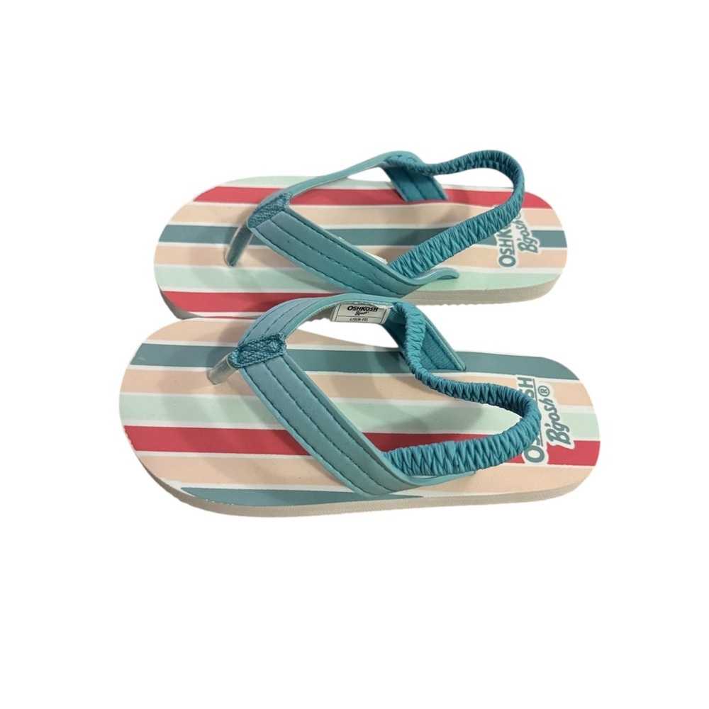 OshKosh B'gosh Kids Striped Sandals - Teal and Multicolor size 9 - Picture 2 of 4